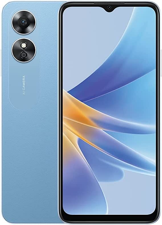 OPPO A17 Dual SIM 6.56 inches Smartphone 64GB 4GB RAM|5000mAh Long Lasting Battery |Fingerprint | 4G LTE Android Phone, Lake Blue