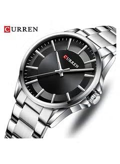 CURREN 8429 Luxury Sports Watch Men Stainless Steel Quartz Chronograph Waterproof Military Business Black Watch Silver/Black