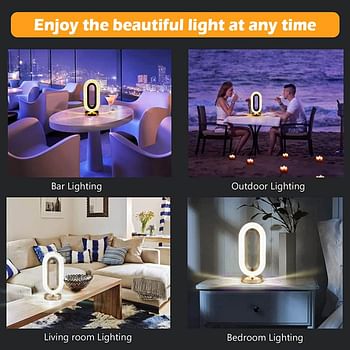 Crystal Table Lamp LED Crystal Light O-shaped Dimmable Desk Lamp Portable Ambient Night Light Creative LED Bedside Lamp Small Nightstand Lamp for Living Room Bedroom Home