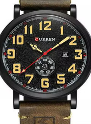 Curren 8283 Men's Water Resistant Chronograph Leather Band Watch - Brown