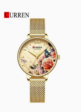 CURREN 9008 Original  Brand Stainless Steel Band Wrist Watch For Women