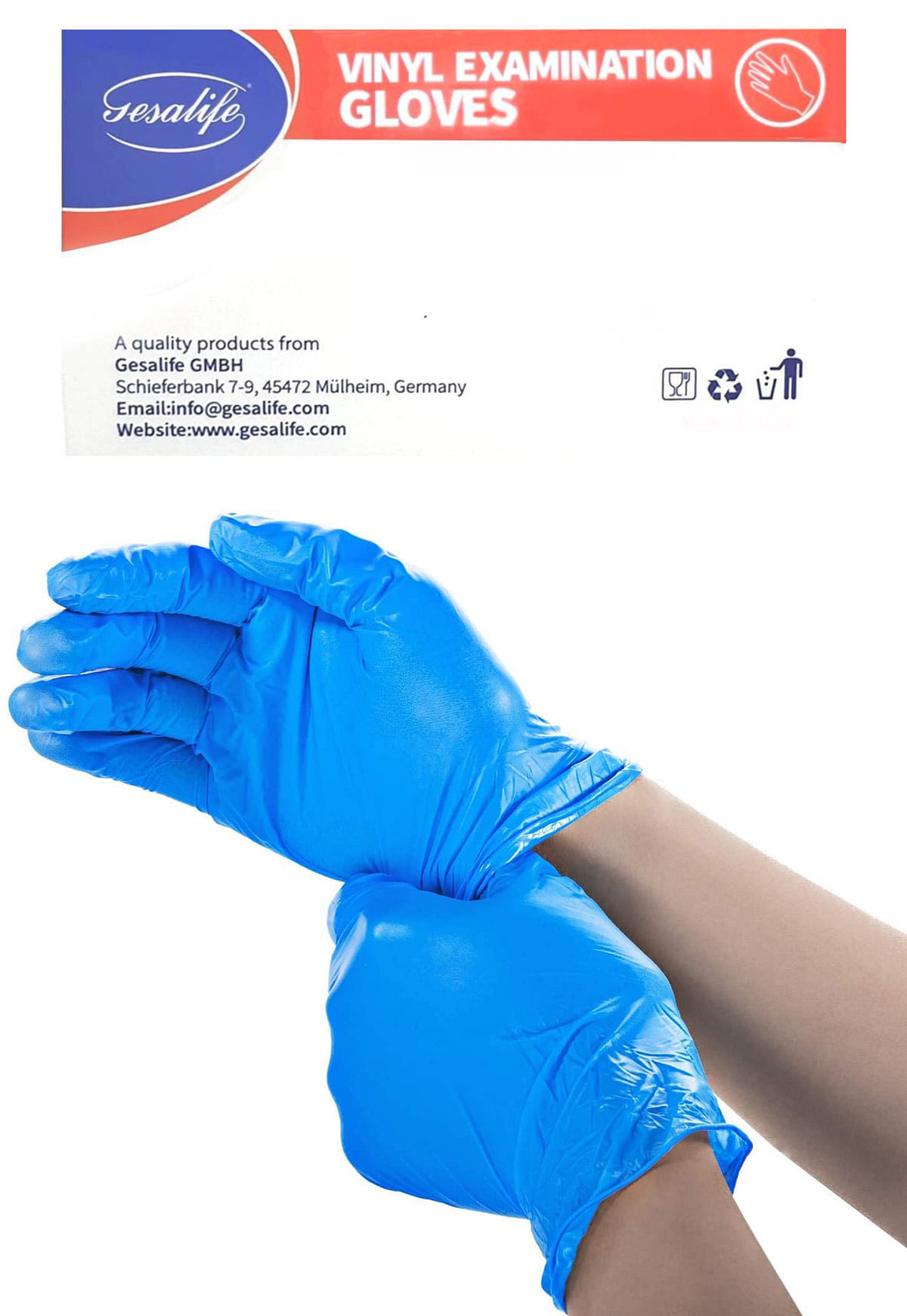 Powder Free Vinyl Disposable Blue Gloves 100 Pcs