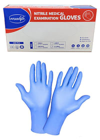 Powder Free Nitrile Disposable Blue Gloves 100 Pcs .