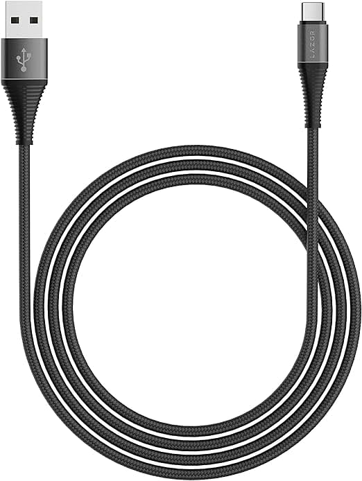 LAZOR Flow CT32 USB-A TO TYPE-C Fast Charging Cable, Premium 1 Meter, 2.4A Fast Sync and Charge Cable, Black