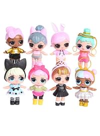 LOL Doll Action Figure Toy Cake Topper Birthday Theme Party Supplies, Home Decoration Item, 6 Pieces