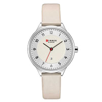 CURREN 9035 Wrist Watches Ladies Analog Quartz Digital Watch For Women Classic Date Female Clock - White & Silver