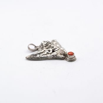 Antique Rare Find 925 Sterling Silver Garuda and Coral Pendant Handcrafted in Nepal 6.4 grams