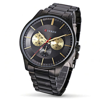 Curren 8282 Black Chain Round Multi-Hand Dial Dress Watch