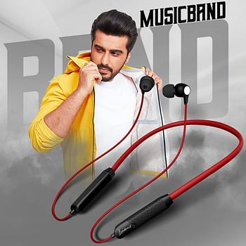 Landmark Music band Foldable Wireless Neckband  Lm Bh137 -Red