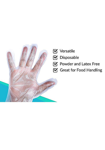 Pack of 500 Gesalife Disposable Plastic Gloves Latex and Powder Free Polyethylene Clear Hand Covers