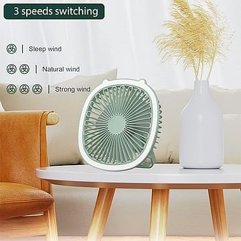 USB Desk Fan, Air Circulator Fan with Led Light, 3 Speeds Table Desktop Powered, Personal for Home, Bedroom, Office 2 in 1 and Charging Cable Powered Wall Mounted Fan Lamp random color