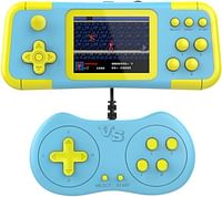 Handheld Game Console A12 with 666 Built in Retro Games, 3 Inch HD Screen, AV Output, Dual 3D Joysticks Yellow & Blue