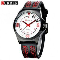 CURREN Men's Water Resistant Analog Watch 8153 - 48 mm - Black/Red
