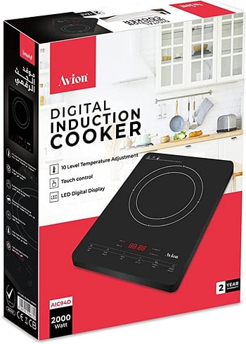 Avion Digital Induction Cooker(AIC94D) | 10Level Temperature Adjustment | Touch Control | LED Digital Display