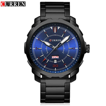 CURREN 8266 Original Brand Stainless Steel Band Wrist Watch For Men Black