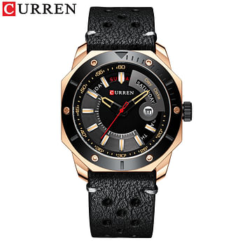 CURREN 8344 Original Brand Leather Straps Wrist Watch For Men With Brand Box