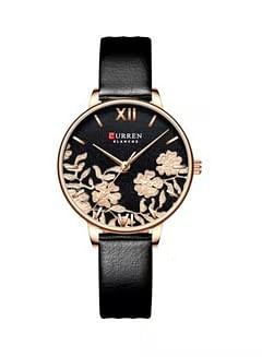 CURREN Women's Leather Analog Wrist Watch 9065 - 32 mm - Black