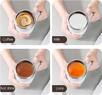 Self Stirring Mug With Lid Automatic Magnetic Stirring Coffee Cup White