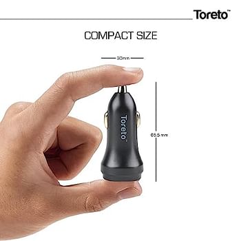 Toreto USB dual port 2.4a rapid car charger with safety charging for Samsung -tor 401- Black