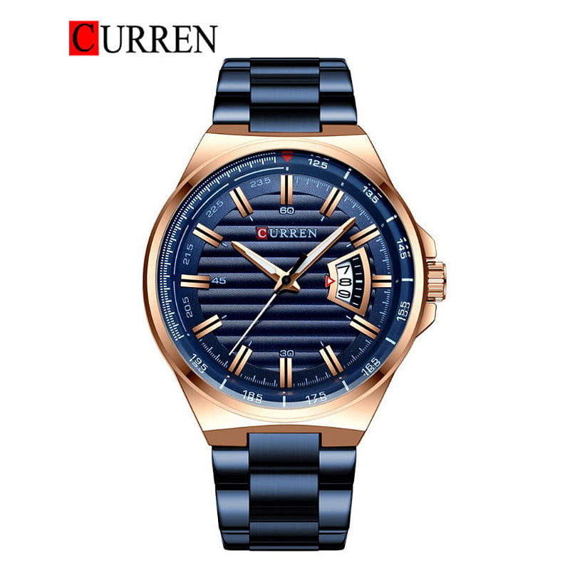 CURREN 8375 Original Brand Stainless  Steel Band Wrist Watch For Men