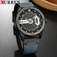 CURREN 8301 Original Brand Leather Straps Wrist Watch For Men Blue/Black