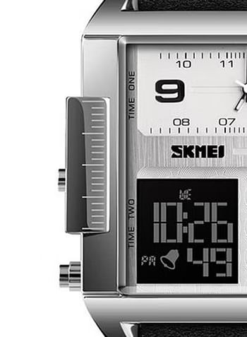 ساعة SKMEI الرجالية الرياضية بحركة كوارتز وشاشة عرض مزدوجة رقمية مقاومة للماء 1391 فضية / سوداء 50 مم