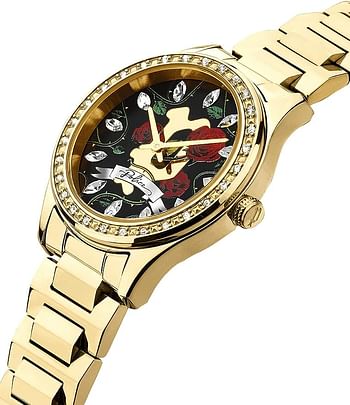 Police Pahia Fashion Rock Women's Wrist Watch with Stainless Steel Ion Plated Bracelet - PEWLG2109903, Gold