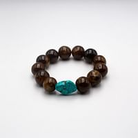 Natural Himalayan Yellow Tourmaline and One Turquoise Crystal Bracelet