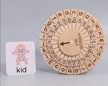 UKR Phonics Flash Cards Montessori Clock 3 Letter Words Wooden CVC Words Educational Learning Toy for Kids