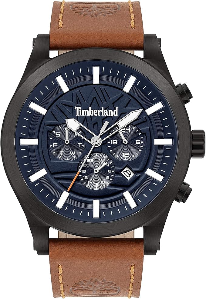 Timberland Men's Watch with Leather Strap TBL.15661JSB/03 44 mm -Tan