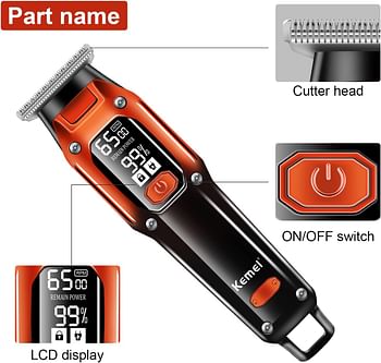 KEMEI Black Hair Clippers for Men, Cordless Clippers for Hair Cutting, Professional Barber Clippers, USB Rechargeable Wireless Haircut Clippers km-658