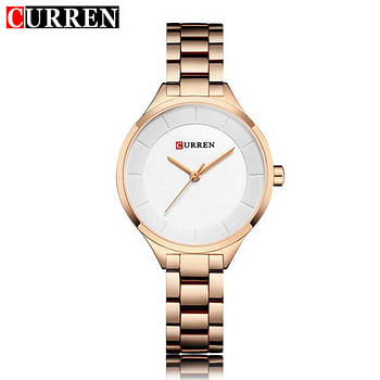 Curren 9015 Original Brand Stainless Steel Band Wrist Watch For Women / Bronze