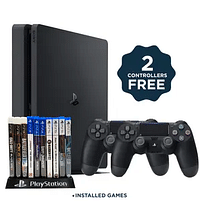 Sony PlayStation 4 Slim 1000GB + 2 controllers FREE, Offline Software + pre-installed games