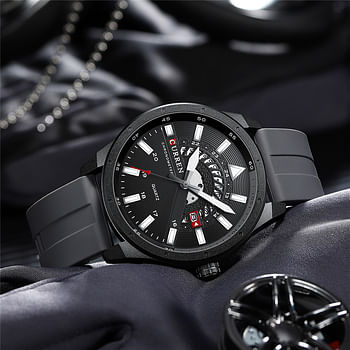 Curren 8421 Men's Silicone Sports Watch Hollow Quartz Creative Watch Calendar Casual Watch,