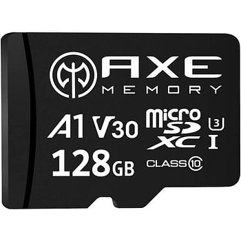 AXE Memory 128GB MicroSDXC Memory Card With Adapter 95MB/S (AXP4K128) Black