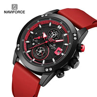 NAVIFORCE NF8033 New Dynamic Street Trend Sports Silicone Strap Waterproof Quartz Luminous Chronograph Men Watch - Red, Black