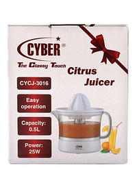 Cyber Electric Citrus Juicer 25 Watts With 500ML Capacity 500 ml 25 W CYCJ-3016 White/Clear