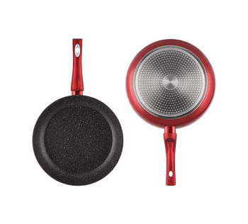 EDENBERG 22CM FRY PAN WITH LIDCoating : non-stick marble-granite coat, PFOA free RED/BLACK OMBRE