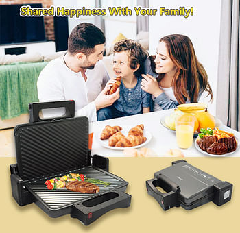 Sokany KJ-208 Electric Grill & Sandwich Maker Removable Washable Plates 2000W - Black