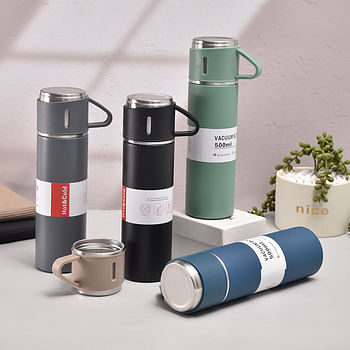 Stainless Steel Vacuum Flask Gift Set Office Business Style Thermos Bottle Outdoor Hot Water Thermal Insulation Couple Cup 500ml random color