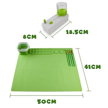 Silicone Painting Mat with Foldable Cup and Paintbrushes Green