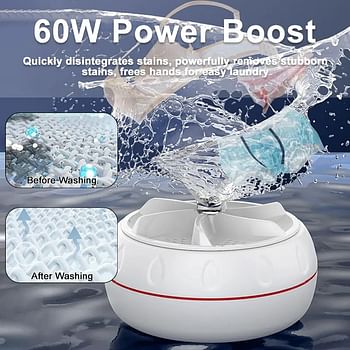 Portable Washer Mini Washing Machine Travel Clothes Washer Rechargeable Washing - White