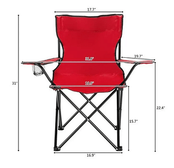 Folding Outdoor Beach Camping Chair with Cup Holder | Red