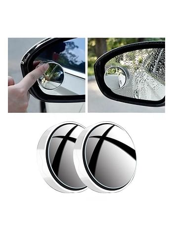 2 Pcs Car Suction Cup Auxiliary Rearview Mirror 360 Degree Rotating Wide-angle Round Frame Mirror