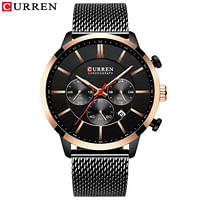 Curren 8340 Original Brand Stainless Steel Band Wrist Watch For Men Black