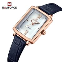 NAVIFORCE 5039 Waterproof Wristwatch Luxury Microfibe Bracelet Women Watch Simple Casual Ladies Clock Blue Rose White