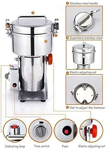 Silver Crest Grain Mills Commercial Electric Grain Grinder Mill Spice Grinder Grain Powder Grinder Grinding Machine Chinese Medicine Spice Herb Grinder-Copper Motor