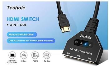 Techole  HS309-BK HDMI Switch 4K 3 in 1 Out, HDMI Splitter M16