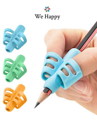 حامل أقلام للكتابة للأطفال، مقابض أقلام تصحيح وضعية السيليكون للأطفال، تأتي بألوان متنوعة (عبوة من 3 قطع)