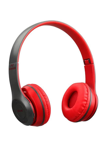 P47 Bluetooth Wireless Over The Headphones أحمر / أسود